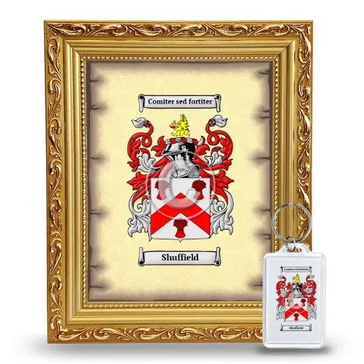 Shuffield Framed Coat of Arms and Keychain - Gold