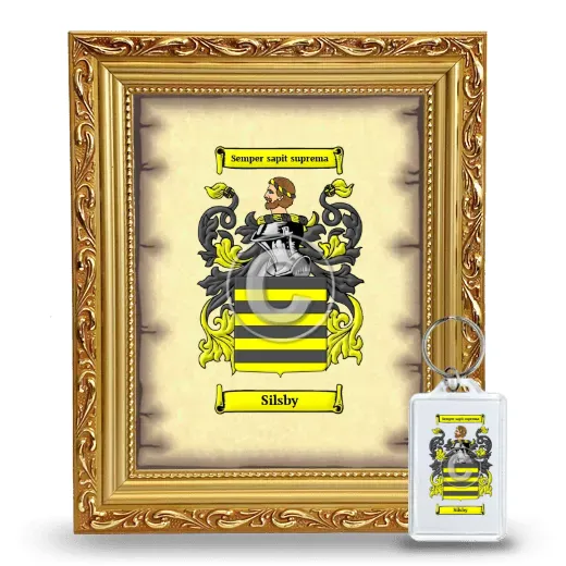 Silsby Framed Coat of Arms and Keychain - Gold