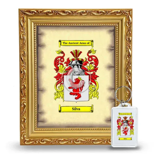 Silva Framed Coat of Arms and Keychain - Gold