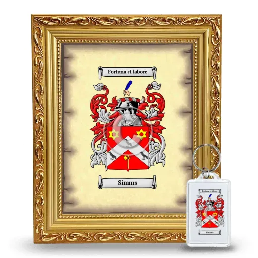 Simms Framed Coat of Arms and Keychain - Gold
