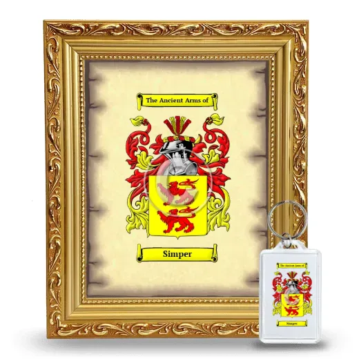 Simper Framed Coat of Arms and Keychain - Gold