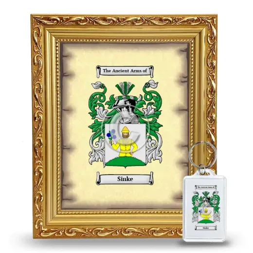 Sinke Framed Coat of Arms and Keychain - Gold