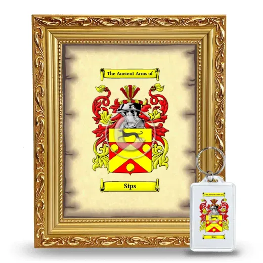 Sips Framed Coat of Arms and Keychain - Gold