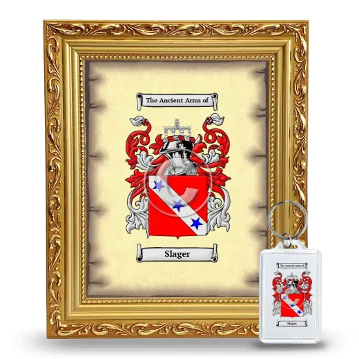 Slager Framed Coat of Arms and Keychain - Gold