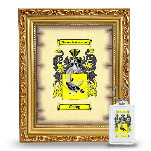 Sluing Framed Coat of Arms and Keychain - Gold