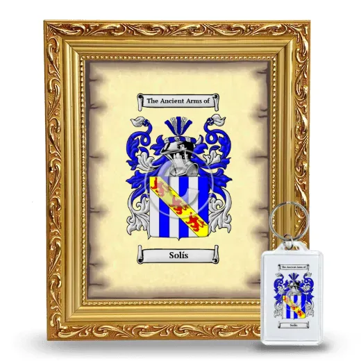 Solís Framed Coat of Arms and Keychain - Gold