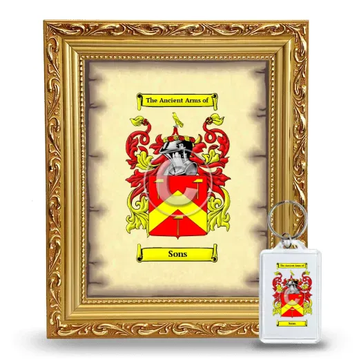 Sons Framed Coat of Arms and Keychain - Gold