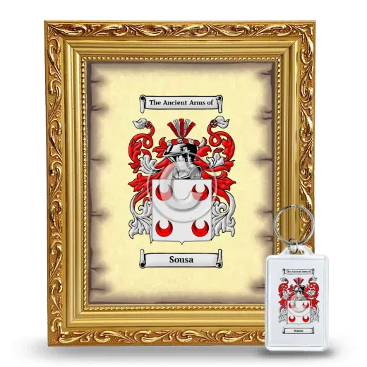 Sousa Framed Coat of Arms and Keychain - Gold