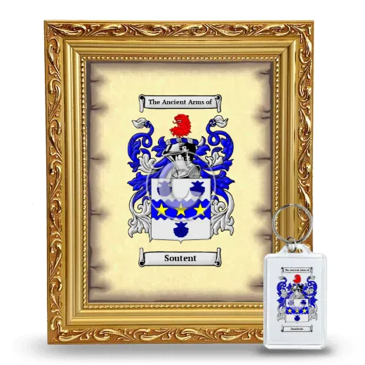 Soutent Framed Coat of Arms and Keychain - Gold