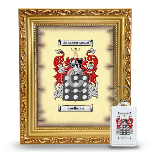 Spellman Framed Coat of Arms and Keychain - Gold