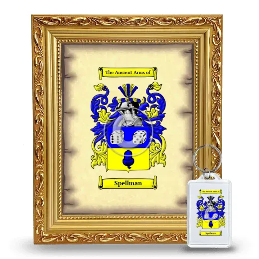 Spellman Framed Coat of Arms and Keychain - Gold