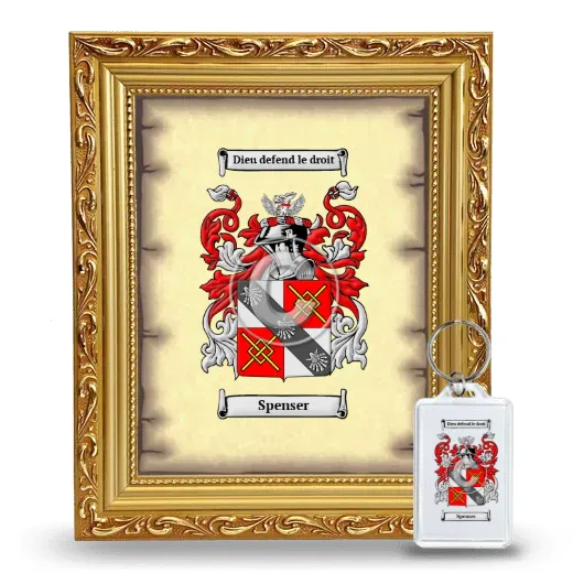 Spenser Framed Coat of Arms and Keychain - Gold