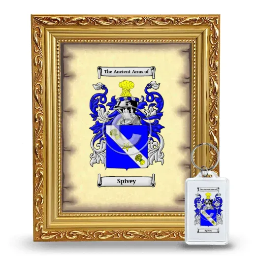Spivey Framed Coat of Arms and Keychain - Gold