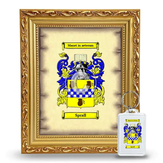 Sprall Framed Coat of Arms and Keychain - Gold