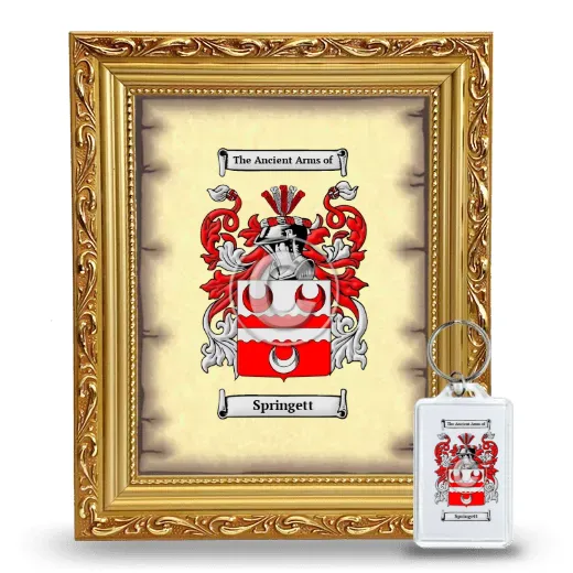 Springett Framed Coat of Arms and Keychain - Gold