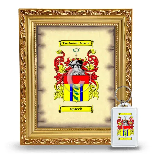 Sprock Framed Coat of Arms and Keychain - Gold