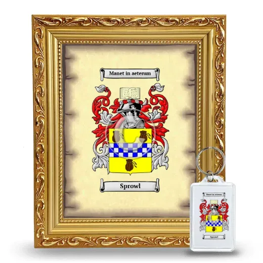 Sprowl Framed Coat of Arms and Keychain - Gold