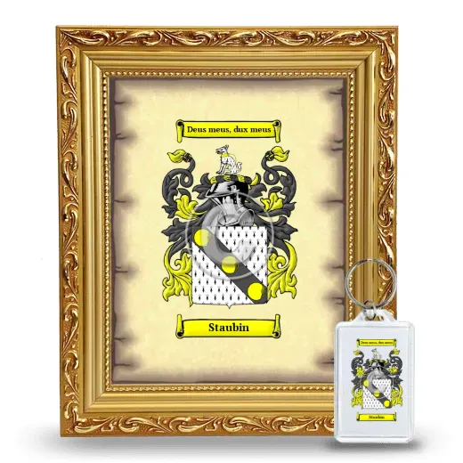 Staubin Framed Coat of Arms and Keychain - Gold
