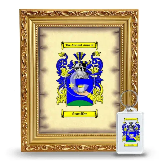 Stauffer Framed Coat of Arms and Keychain - Gold