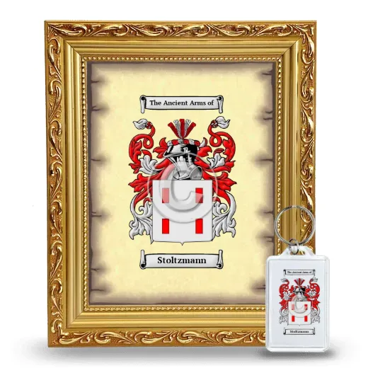 Stoltzmann Framed Coat of Arms and Keychain - Gold