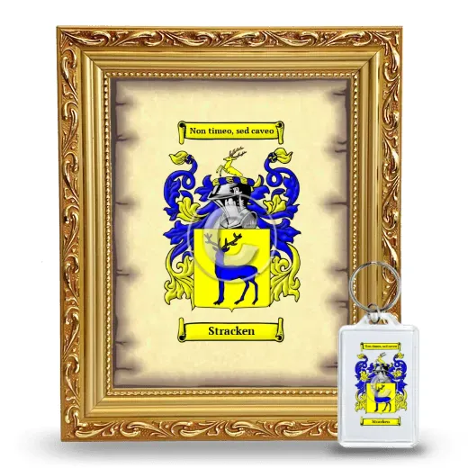 Stracken Framed Coat of Arms and Keychain - Gold