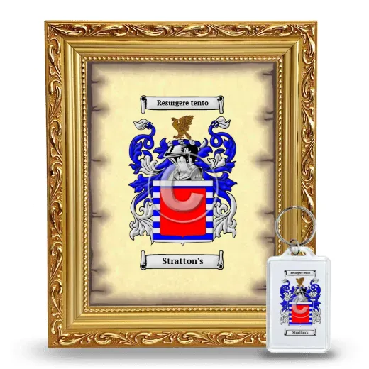 Stratton's Framed Coat of Arms and Keychain - Gold