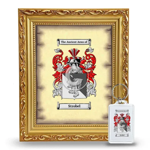 Strobel Framed Coat of Arms and Keychain - Gold