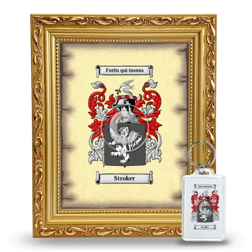 Stroker Framed Coat of Arms and Keychain - Gold