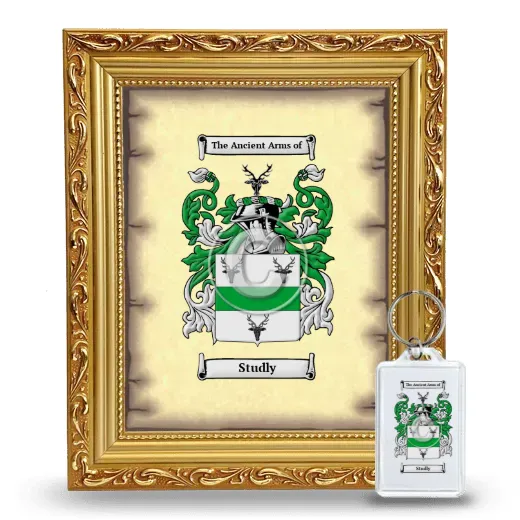 Studly Framed Coat of Arms and Keychain - Gold