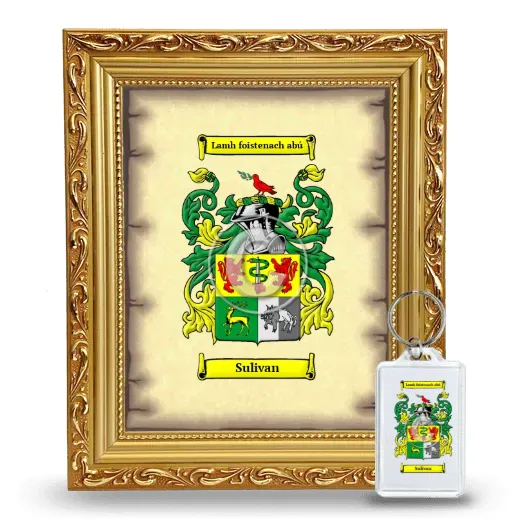 Sulivan Framed Coat of Arms and Keychain - Gold