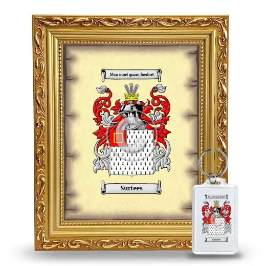 Surtees Framed Coat of Arms and Keychain - Gold