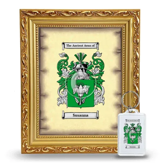 Susanna Framed Coat of Arms and Keychain - Gold