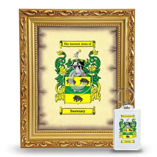 Sweeney Framed Coat of Arms and Keychain - Gold