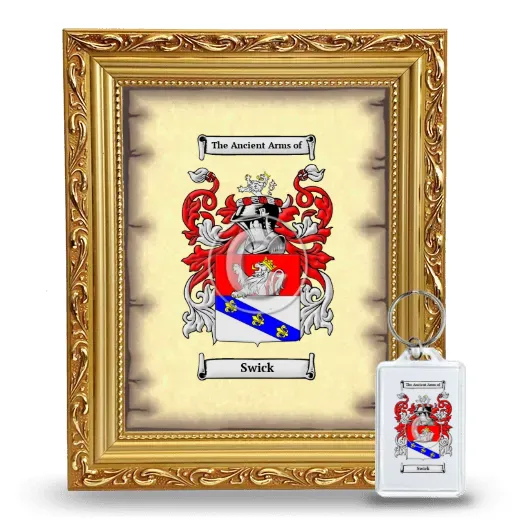 Swick Framed Coat of Arms and Keychain - Gold