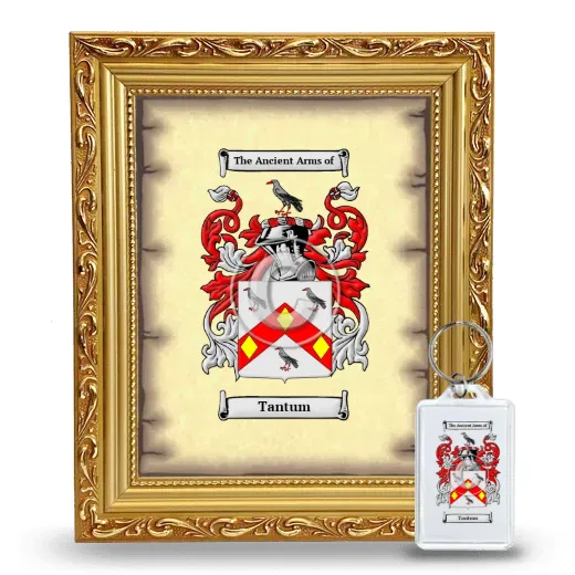 Tantum Framed Coat of Arms and Keychain - Gold