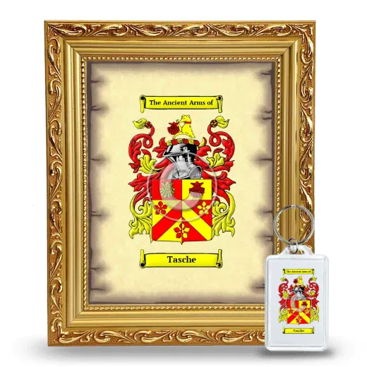 Tasche Framed Coat of Arms and Keychain - Gold
