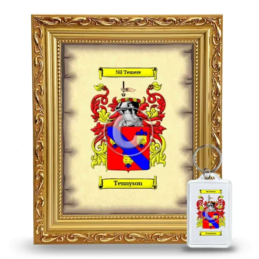 Tennyson Framed Coat of Arms and Keychain - Gold