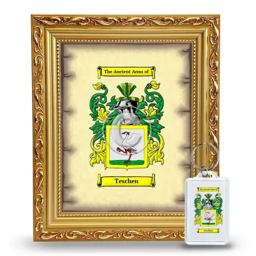 Teschen Framed Coat of Arms and Keychain - Gold