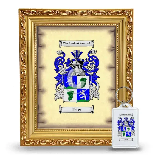 Teter Framed Coat of Arms and Keychain - Gold