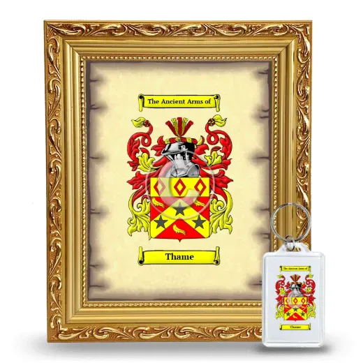 Thame Framed Coat of Arms and Keychain - Gold
