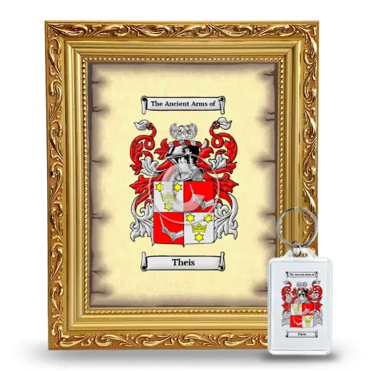 Theis Framed Coat of Arms and Keychain - Gold