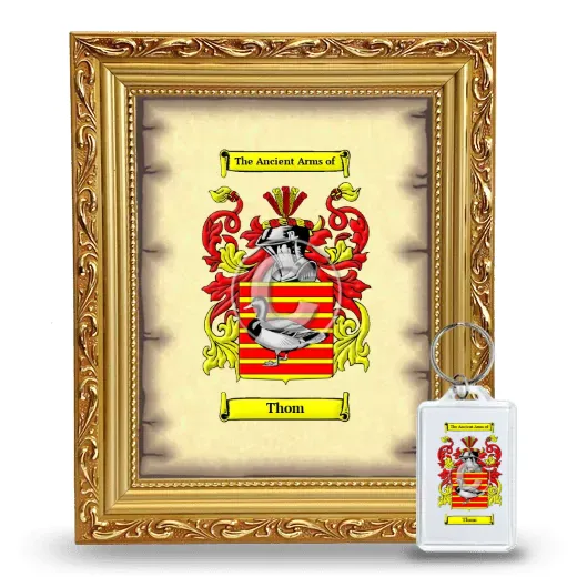 Thom Framed Coat of Arms and Keychain - Gold
