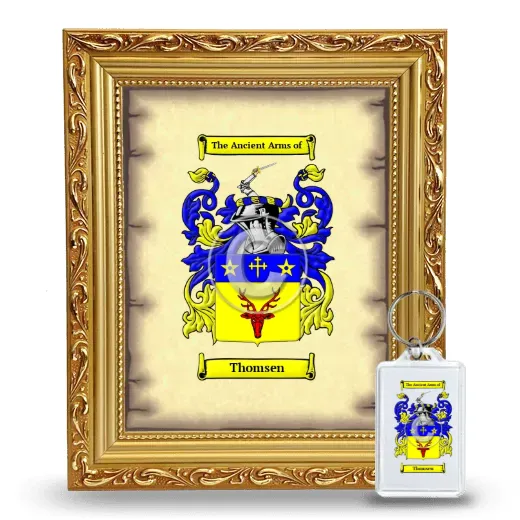 Thomsen Framed Coat of Arms and Keychain - Gold