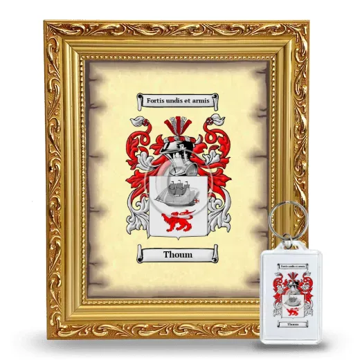 Thoum Framed Coat of Arms and Keychain - Gold