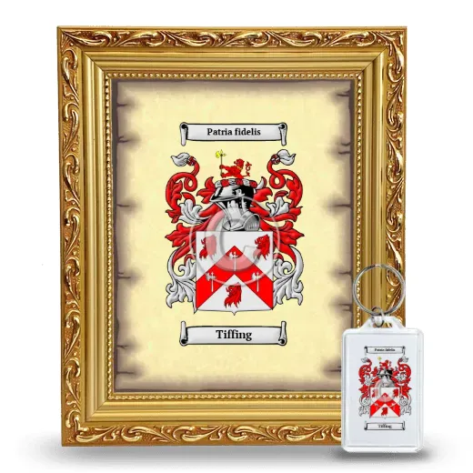 Tiffing Framed Coat of Arms and Keychain - Gold