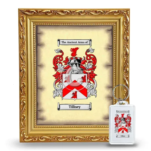Tillney Framed Coat of Arms and Keychain - Gold
