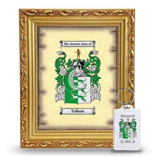 Tolison Framed Coat of Arms and Keychain - Gold