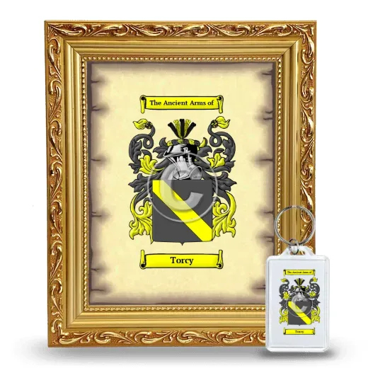 Torcy Framed Coat of Arms and Keychain - Gold