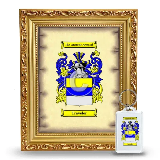 Traveler Framed Coat of Arms and Keychain - Gold