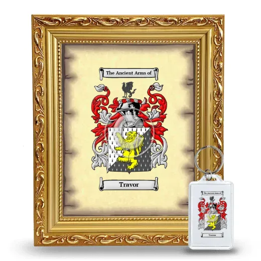Travor Framed Coat of Arms and Keychain - Gold
